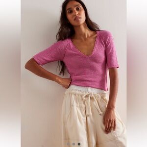 Free People Pink Francis Tee